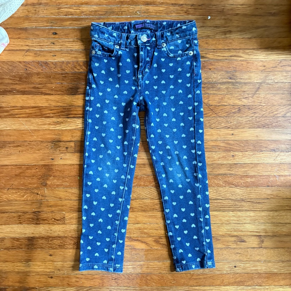 Levi's Kids Blue Heart Pattern Jeans 4T Girls Vintage